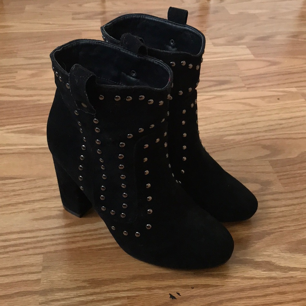 Black Velvet Ankle Booties wSilver Embellishments